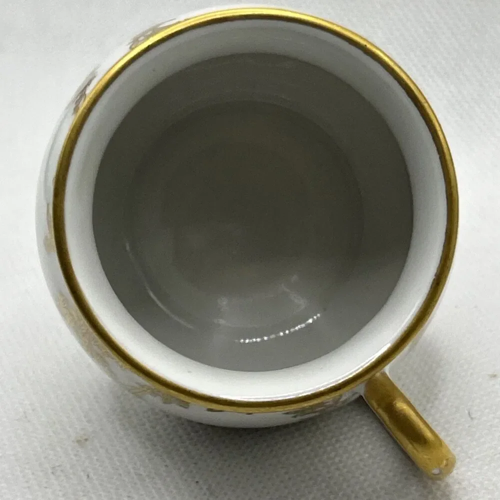 Vintage Porcelain Demitasse Cup France Gold Gilt Scroll Mini Tea Espresso Cup